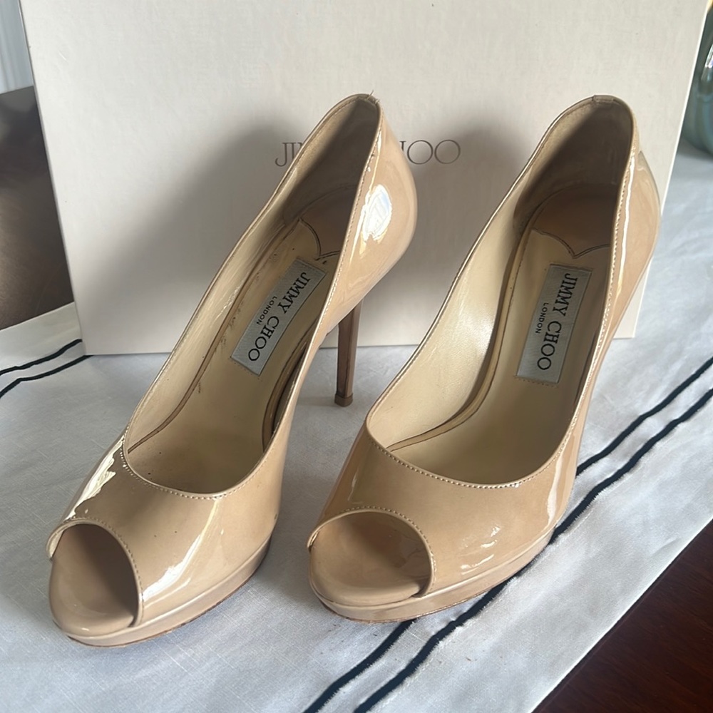 Jimmy Choo Luna Patent Pump  Nude 37.5